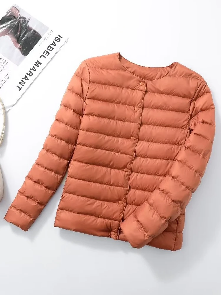 NewBang Matt Fabric Light Jacket Damska ultralekka kurtka puchowa Damska wąska wiatrówka bez kołnierza Lekki ciepły płaszcz