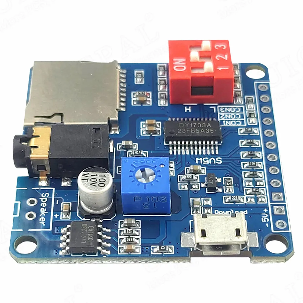 Voice Sound Module for Arduino MP3 Player Module UART I/O Trigger Class D Amplifier Board 5W 8M Storage SD/TF Card DY1703A