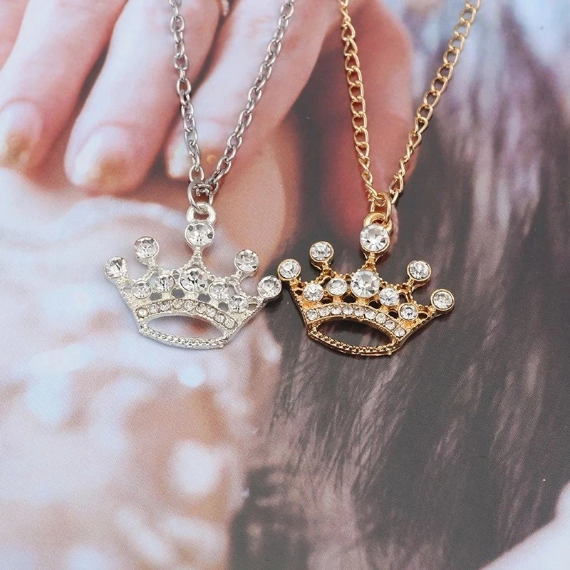 Luxury Crystal Crown Pendant Necklace Tiny Princess Crown Necklace for Women Lovers Valentine's Day Jewelry Accessories Gift