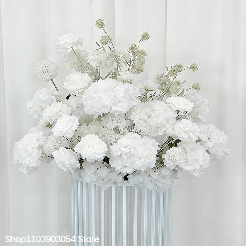 5D Grüne Burgunderrote Hortensie Künstliches Tisch-Centerpiece Blumenarrangement Luxuriöse Hochzeits-Bankett-Esstisch-Dekoration – Detail 3