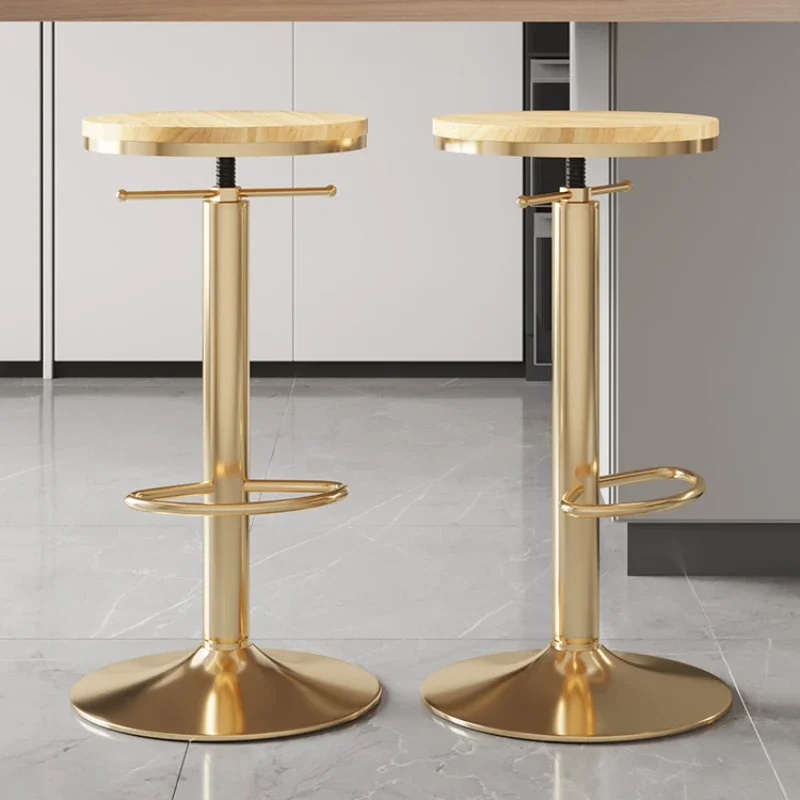 

Простые современные обеденные стулья из цельного дерева, барный стул с высокими ножками, вращение на 360 градусов, табуреты со стойкой, устойчивое полубарное кресло на шасси