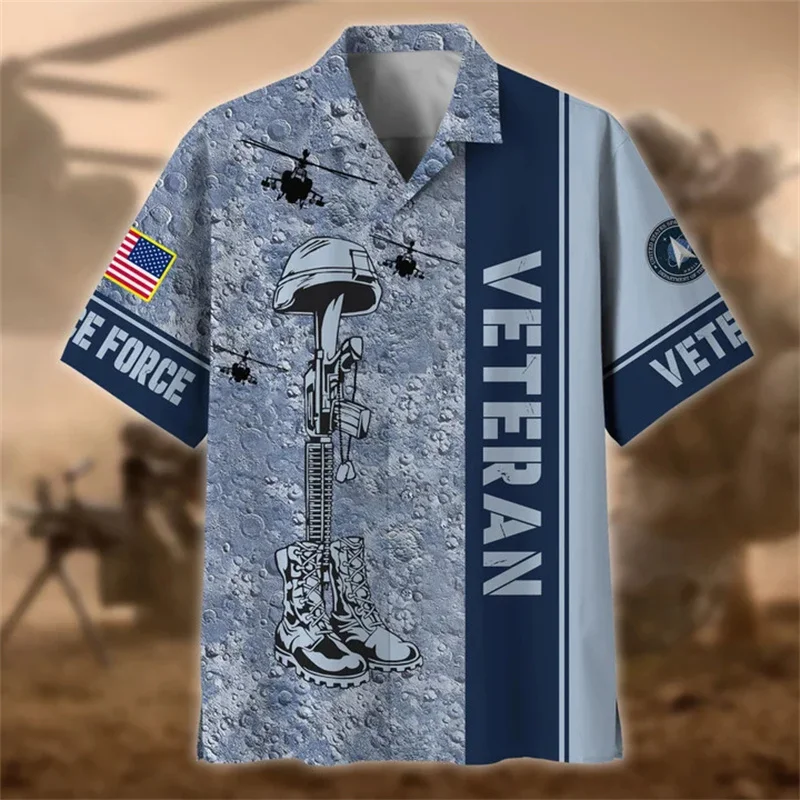 3D United States Soldier Veterans Armys estampa camisas curtas para mulheres, Harajuku Y2k roupas havaianas, moda infantil, novo, verão