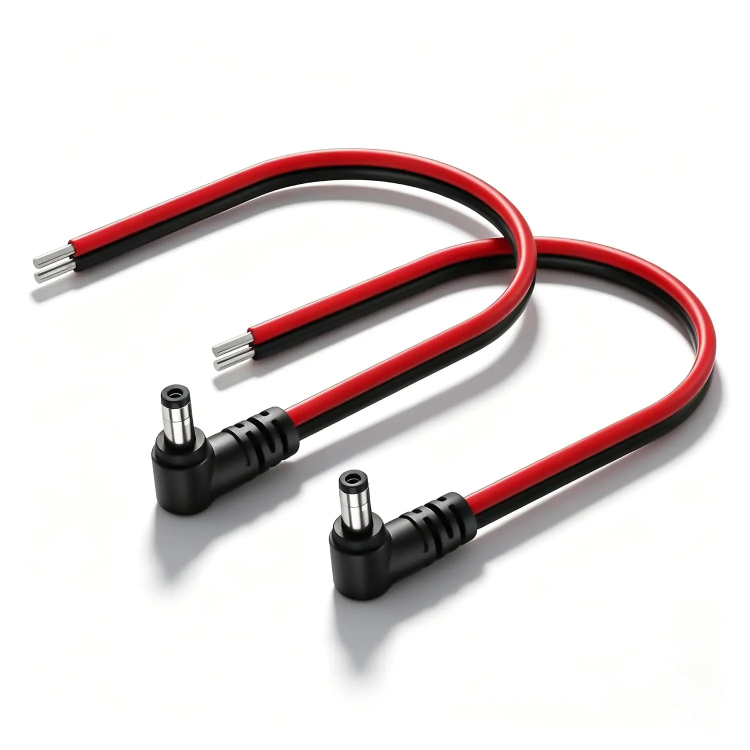 14AWG Right Angle DC 5.5mm x 2.5mm 2.1mm Male Power Pigtail Cable Bare Wire Open End Power Repair Cord CCTV Security Camera LED