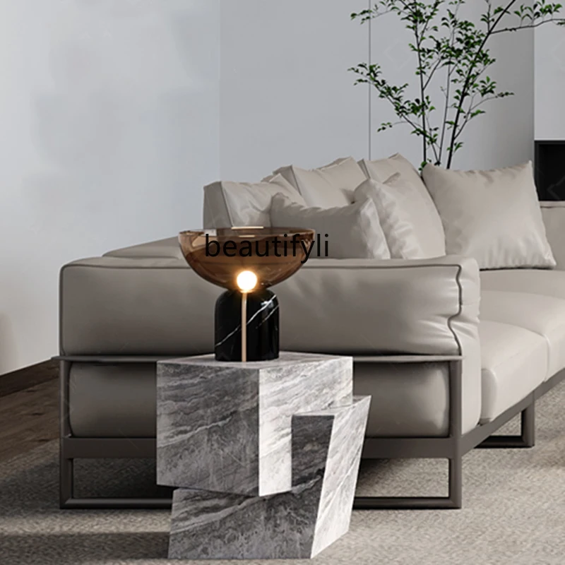 Modern Minimalist Stone Plate Side Table Nordic Living Room Sofa Corner Table Mini Dislocation Coffee Table