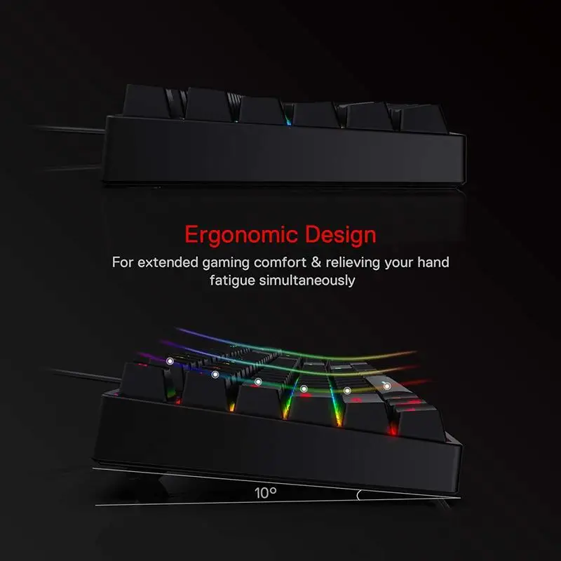 Imagem -05 - Redragon-surara Rgb Led Retroiluminado Teclado Mecânico para Jogos K582 104 Teclas Interruptores Lineares Silenciosos-vermelhos