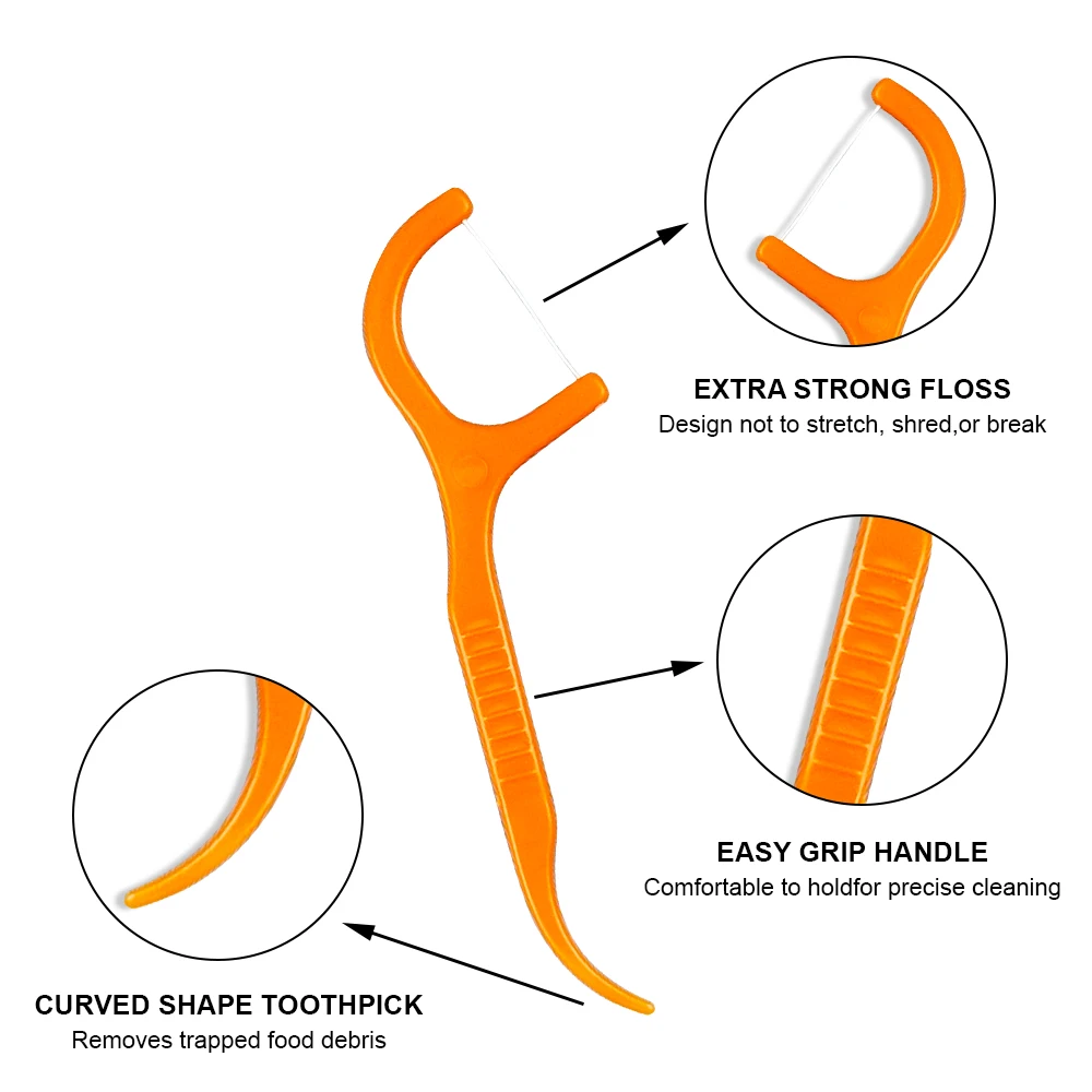 50pcs/box Fruit Flavor Dental Floss Colored Toothpicks Teeth Cleaning Stick Plastic Interdental Flosser Picks Oral Hygiene Tools