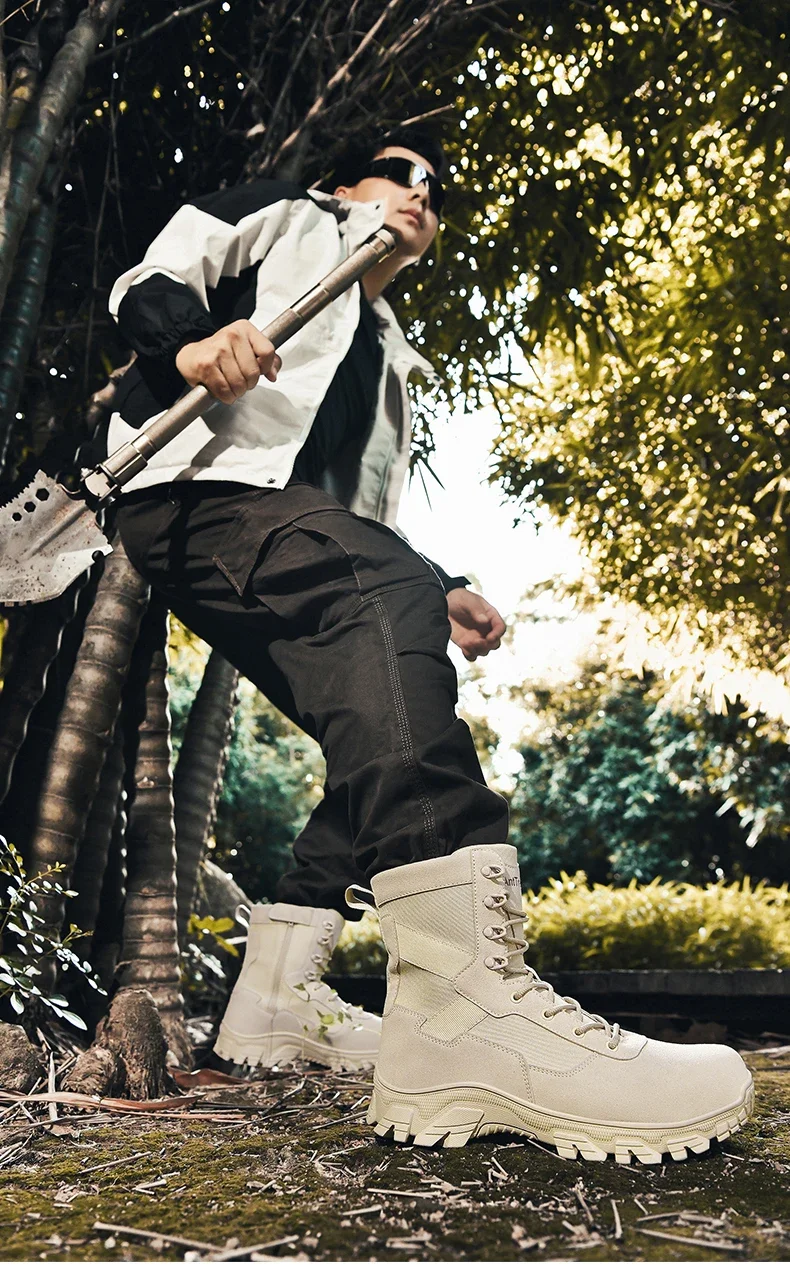 Taktische Herrenstiefel, atmungsaktiv, ultraleicht, Sicherheits-Armeestiefel für Männer, Rapid Response Desert Boots, wasserdichte Jagdstiefel zum Schnüren – Detail 19