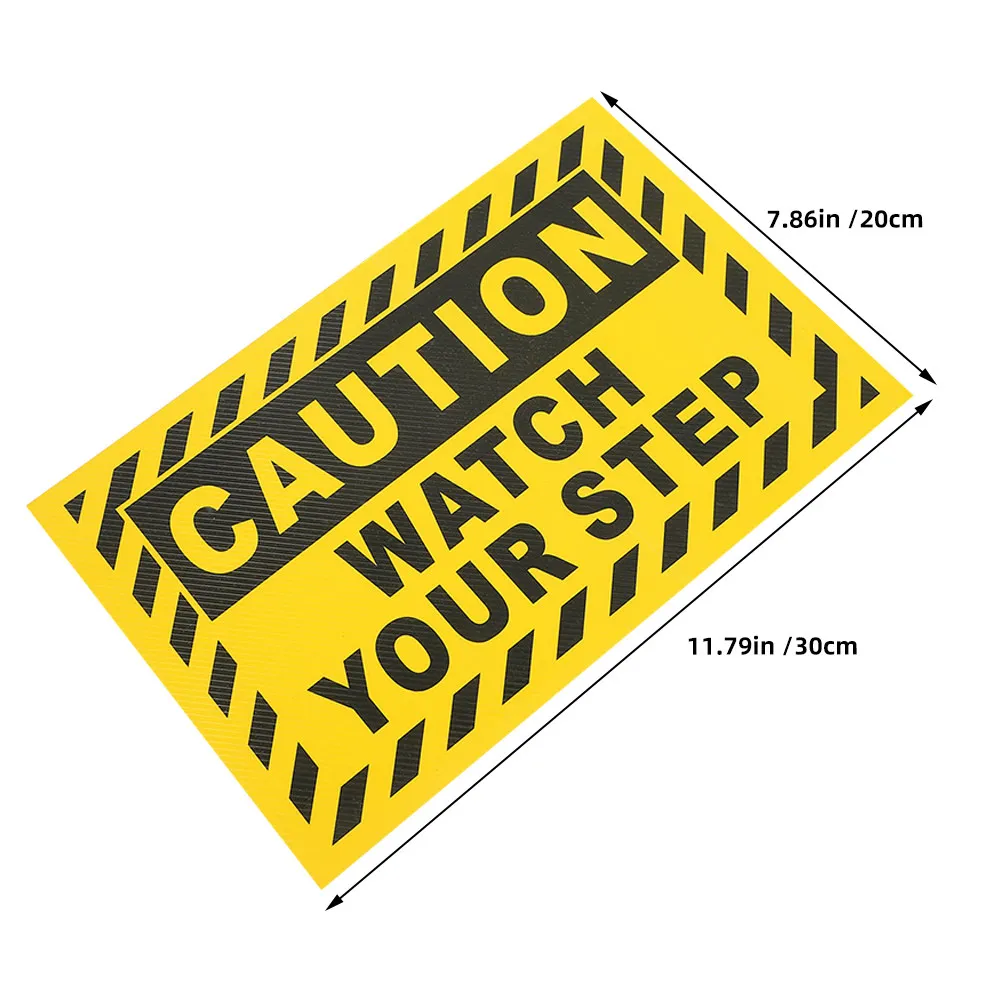 Caution Watch Your Step Sign Sticker PVC Heavy Duty Anti-Slip Surface Herringbone Texture Stair Sign for Indoor