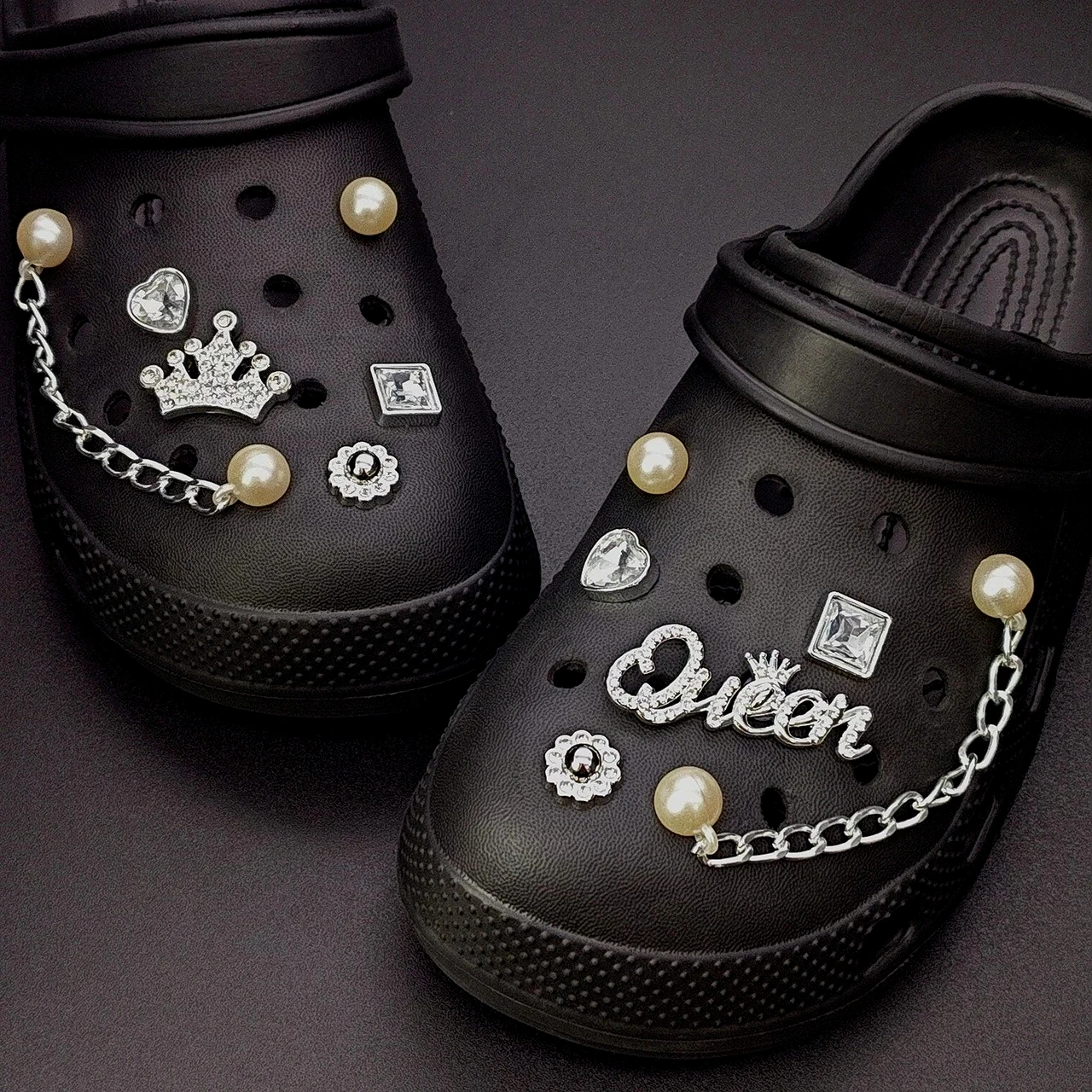 Шикарные подвески для обуви с серебряной короной для королевской обуви, комплект украшений для садовой обуви, женские элегантные аксессуары, декор тапочек для свадьбы, пляжной вечеринки