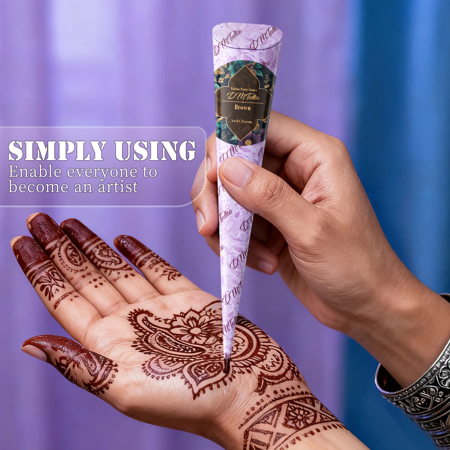 1/3/12PCS Indian Temporales Tattoo Henna Cream Black&Brown&Reddish Brow Semi-Permanent DIY Human Body Painting Art Henna Tattoo
