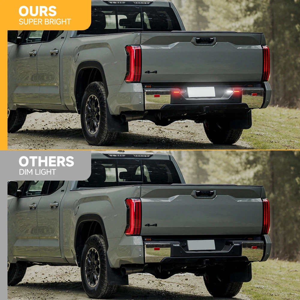 2PCS Für 2022 2023 2024 2025 + Toyota Tundra XK70 upgrade hinten rücklicht Lizenz Nummer Platte Licht reverse licht
