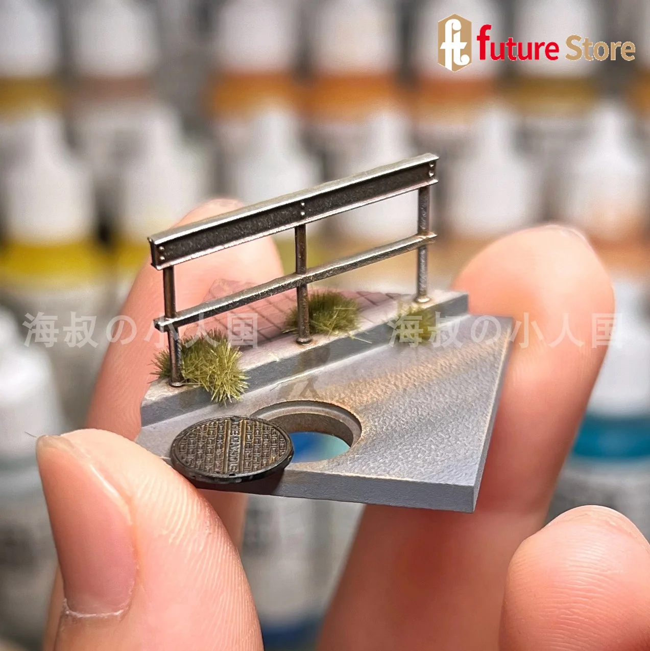 

3D Print 1/64 Street railing manhole cover Miniatures Figures Scene Props Diorama Model For Cars Toys Micro Photograph Display