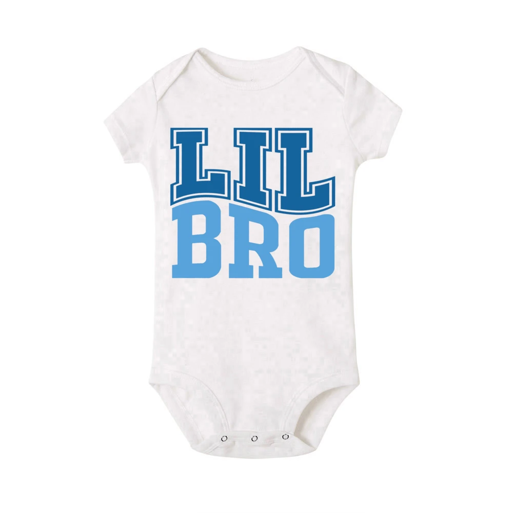 Big Bro Little Bro Print Sibling Outfit Tee Retro Family Matching Shirt Tops Big Brother Big Sister T-shirt Baby Bodysuit Romper