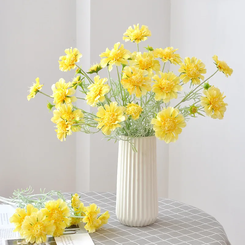 60Cm4 Head Wheel Peak Chrysanthemum Artificial Flower Wedding Road Guide Living Room Home Improvement Pine Cordyceps Sinensis