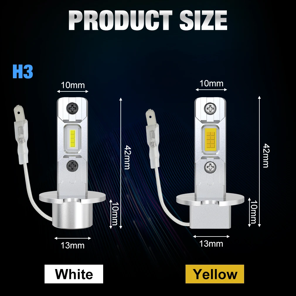 30000LM H3 Led المصباح 100 واط Mini Canbus H1 الأصفر LED لسيارة كشافات مروحة ضوء السيارات ديود الأبيض 3000 كيلو 6000 كيلو مصابيح الضباب