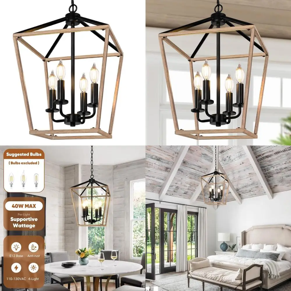 

Подвесной светильник из дуба с 4 лампами и металлическим каркасом, регулируемая высота для кухонного острова или столовой, потолочный светильник в индустриальном стиле