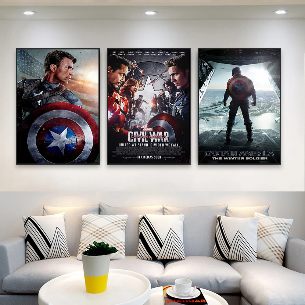 

Classic Movie Disney The First Avenger Movie Prints Superhero Wall Art Vintage Film Canvas Painting Home Living Room Decoration