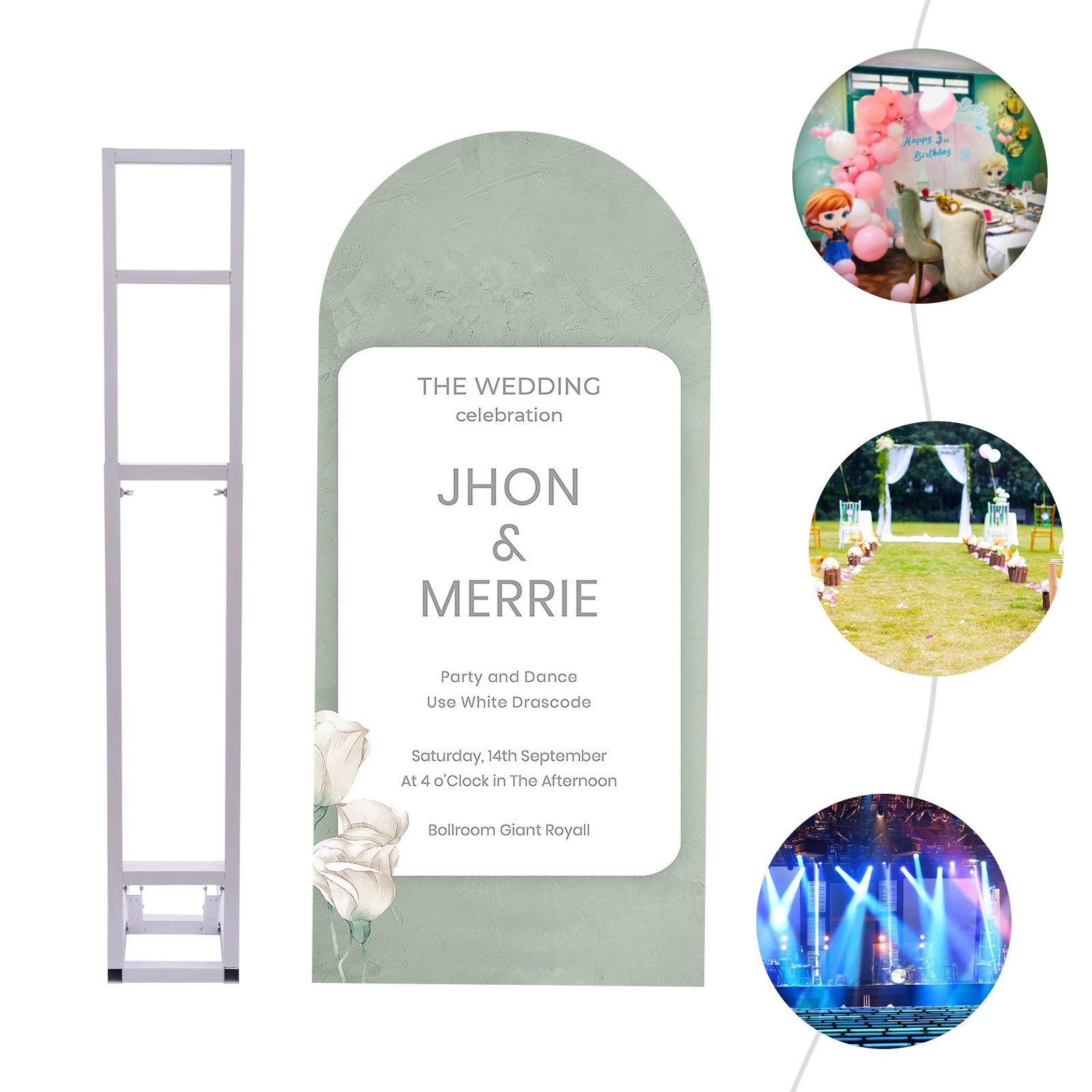 

Белая квадратная подставка для свадебного фона, металлическая арочная подставка для фона со складной основой, регулируемая высота (1-2 м) прямоугольная металлическая подставка