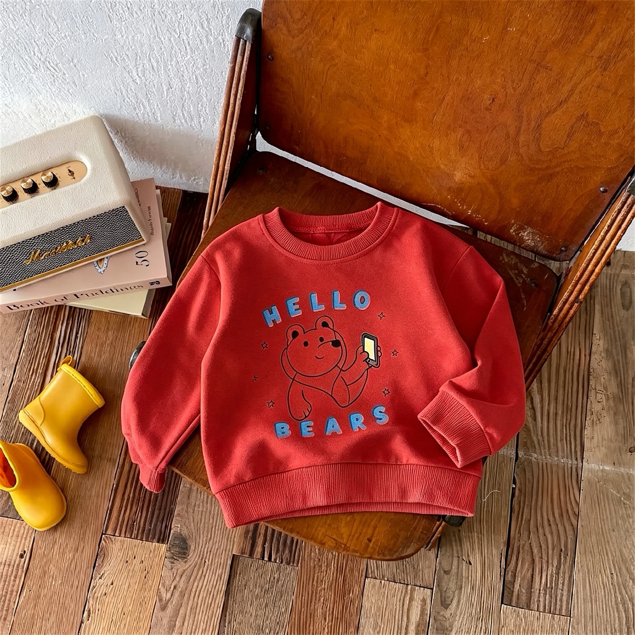 Children's Clothes Sweatshirts Autumn Fashion Simple Printed Kids Long Sleeve Tops Hoodies Crewneck Pullover Sweater Thin Loose