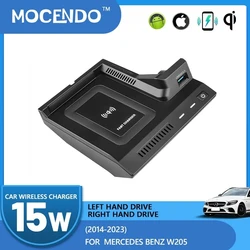 For Mercedes Benz W205 AMG C43 C63 AMG GLC43 GLC63 X253 C Class GLC 2014-2023 15W Car Wireless Charger Fast Phone Charger