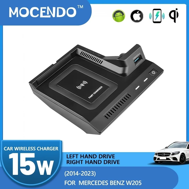 For Mercedes Benz W205 AMG C43 C63 AMG GLC43 GLC63 X253 C Class GLC 2014-2023 15W Car Wireless Charger Fast Phone Charger