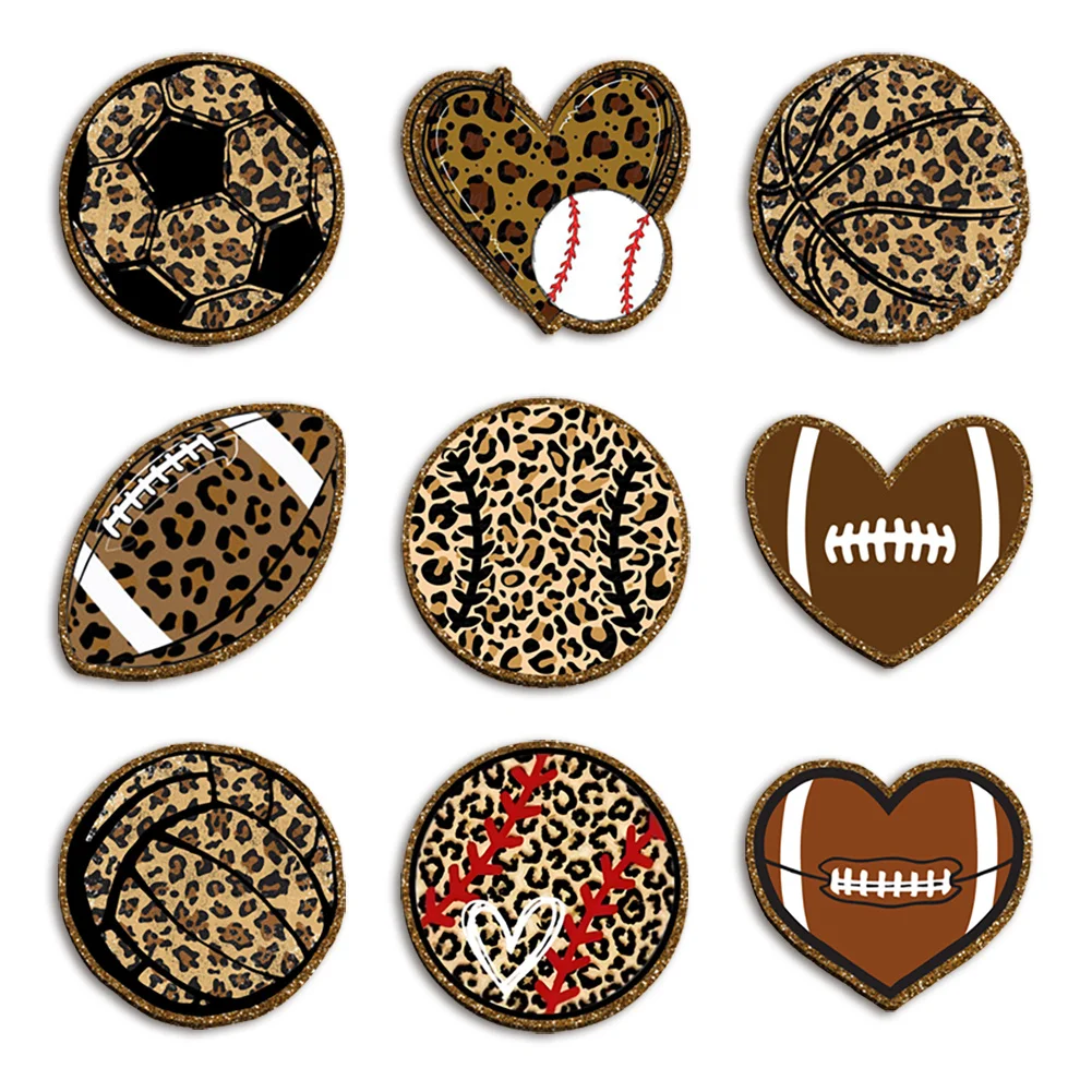 Sports Ball Sports Enthusiast Color Glitter Acrylic Flatback for Badge Reels Magnets Keychains DIY Badge Reel Attachment Craft