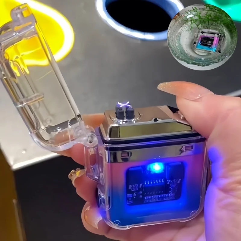 

Transparent Windproof Double Arc USB Lighter Outdoor Waterproof Camping COB Lighting Battery Display Screen Electric Lighter