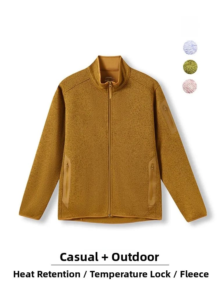 

Casual Fce Lined Stand Collar Jaet for Men And Women Outdoor Leisure Autumn Winter Zipper Closure Long Sve Coat