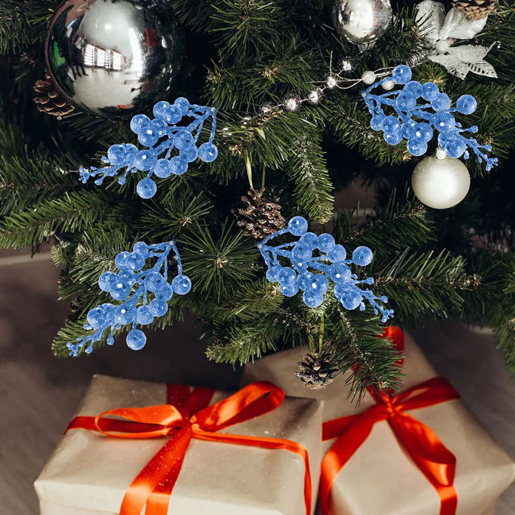 

6Pcs Christmas Tree Artificial Berry Picks Bright Fake Berry Stems Xmas Decoration Wedding Holiday Decor Wreath Making Supplies