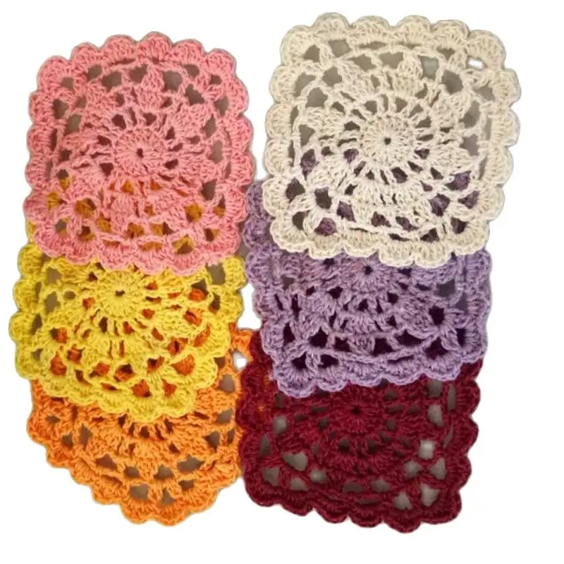 Handmade cotton Crochet placemat coaster kitchen Christmas flower table place mat cloth wedding Table decoration and accessories