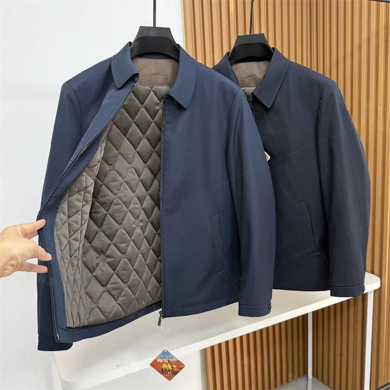 

Lightweight Warm Camel down Filled Cotton Jaet for Men Casual Autumn Winter Busin Adstrative Sle Thousand Level