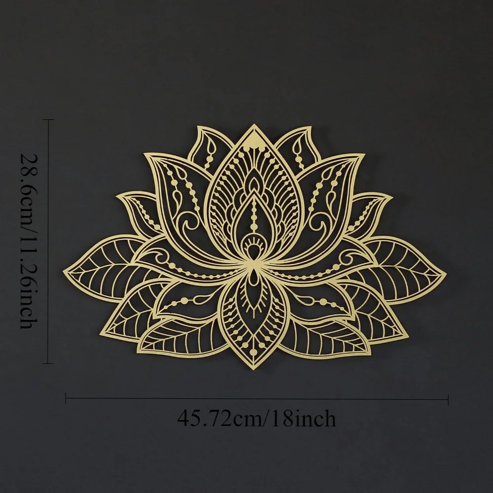 1pc Lotus Mandala Metal Wall Art, Etched Boho Decor for Patio Entryway Zen Space, Handcrafted Iron Sculpture, Premium Gift