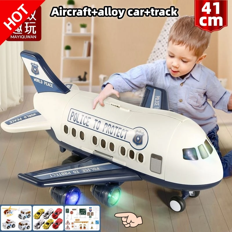 Children\'s toy car baby fall-resistant deformation aviation airplane boy inertia puzzle multifunctional 2 car 3 years old 4