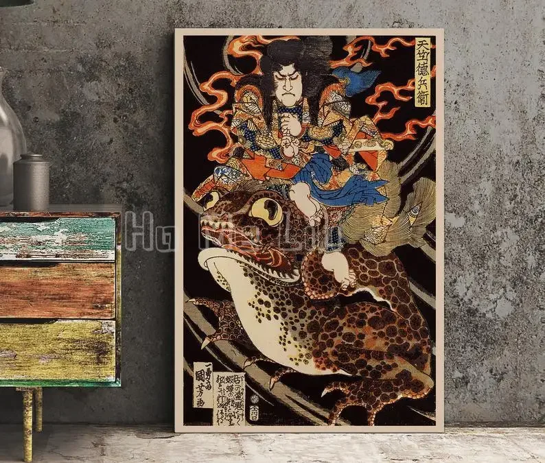 Tenjiku Tokubei 1850 Toad Of Fire Utagawa Kuniyoshi Poster Toad Sage Japanese Print No Frame