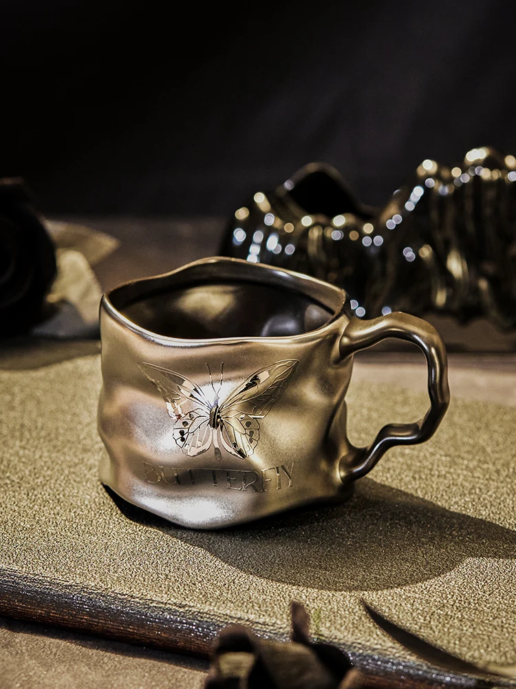 الراقية السيراميك فراشة على شكل فنجان القهوة المنزلية مكتب ضوء كوب فاخر مستوى المظهر الإبداعي كوب قهوة حسن المظهر #2