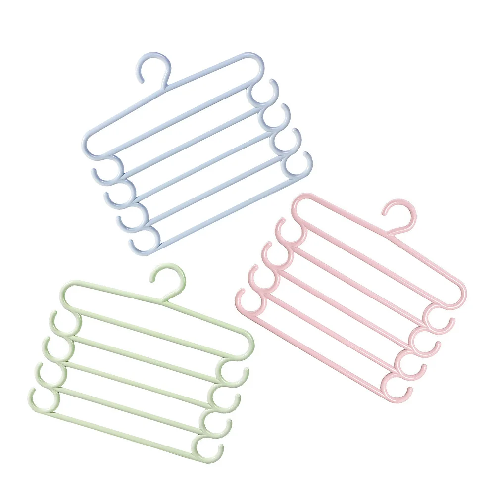 

3 Pcs Space Saving Clothes Hangers Multi layer Pants Trousers Wrinkle free Storage Rack Jeans PP Material ganizers Scarf Belt