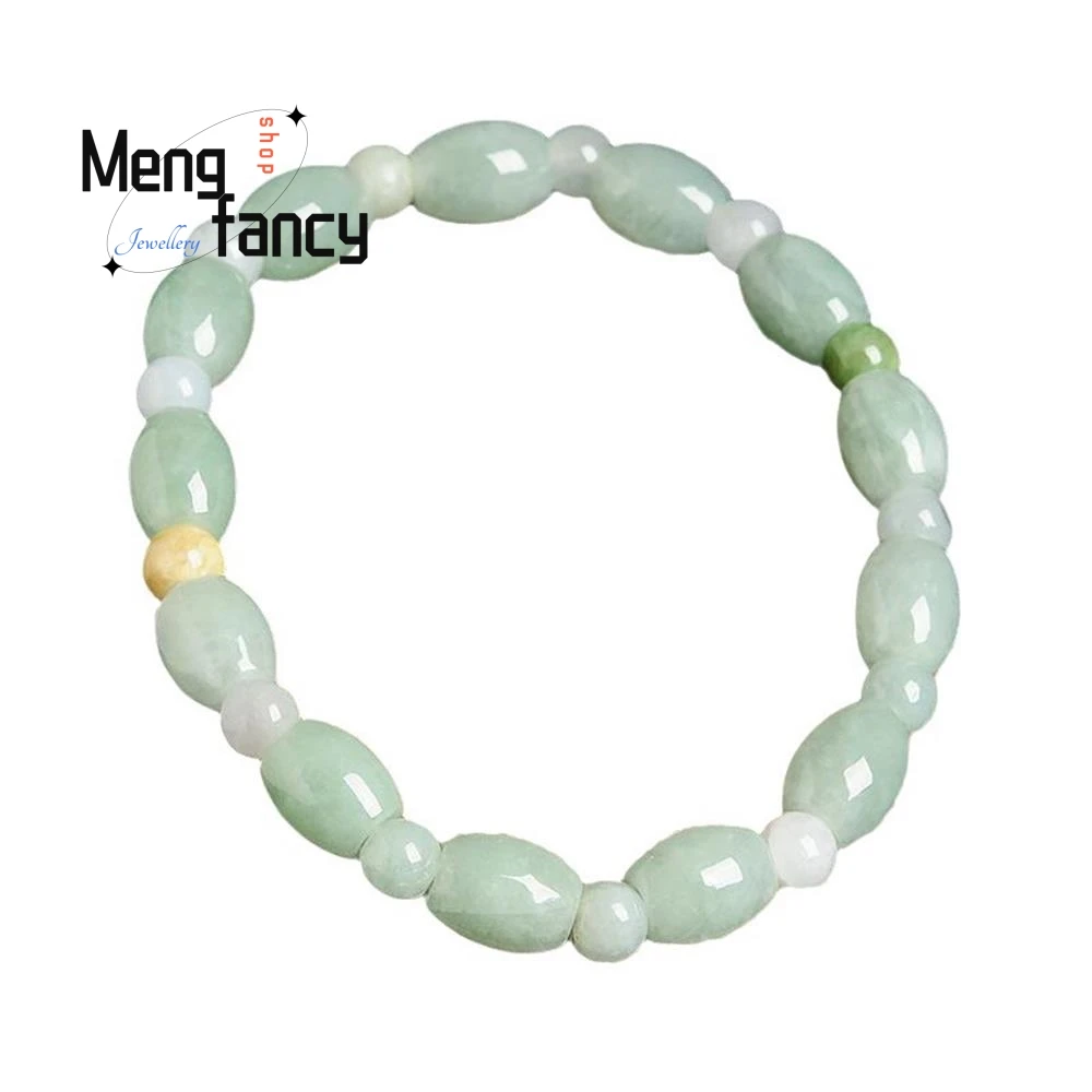 Natural Emerald Jade Colour Rice Beads String Round Models Lulutong Bracelet Simple Exquisite Fashion Fine Jewelry Holiday Gifts