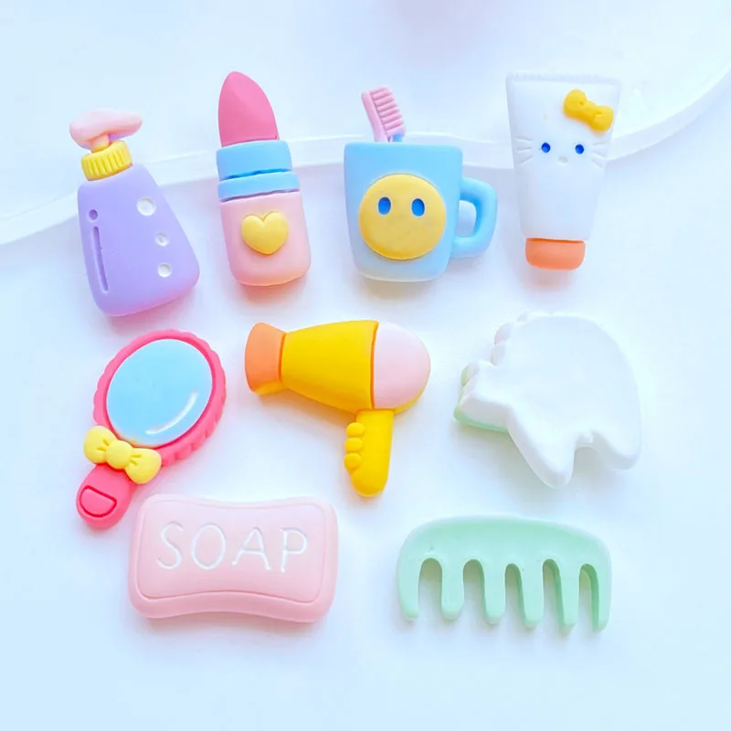 10Pcs New Cute Resin Simulation Daily Necessities Flat Back Cabochon Scrapbooking Hair Bow Center Embellishments DIY Accessories
