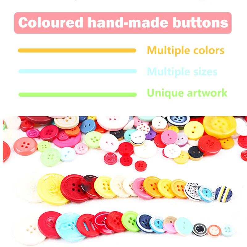 100g Mixed Color Round Resin Sewing Buttons Assorted Shades and Sizes Bulk Lot for DIY Clothes Dolls Crafts Garment Accessories