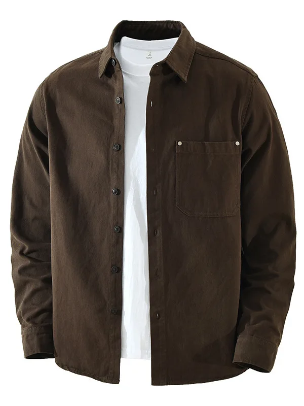 

Loose Fit Men's Long Sleeve Cotton Shirt Japanese Style Casual Artistic Versatile Pure Cotton Stand Collar Workwear Shirt