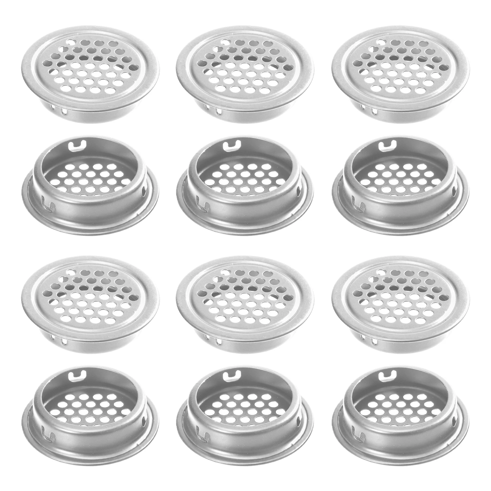 

20 Pcs Stainless Steel Ventilation Holes Decorative Cover 35mm Flat Silver Round Air Vents Honeycomb Design Wardrobe Cabinet