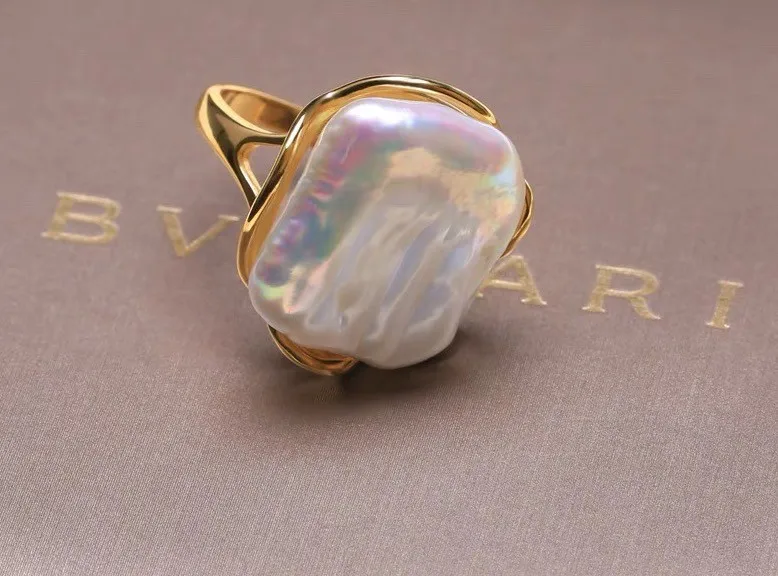 Hot Sell 100% Natural Baroque Freshwater Pearl 14K Gold Filled Female Ring Original Jewelry For Women Gifts No Fade
