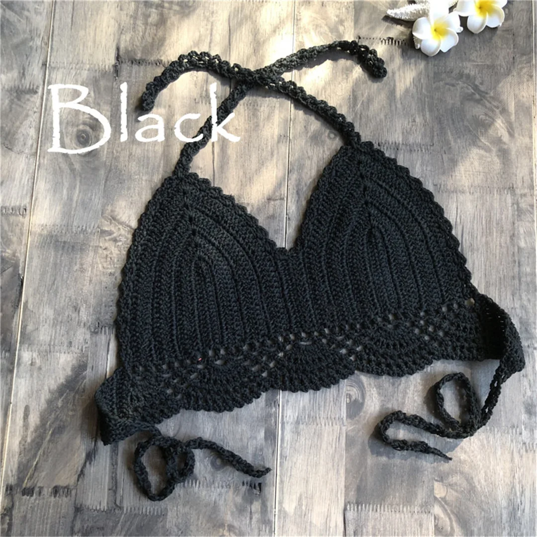 S - XL 9 Farben Häkel-Strick-Bikini-Oberteil Damen-Badeanzug Frauen-Bademode Bademode Badeoberteil mit Ausschnitten Strand-Top V4194 – Detail 18