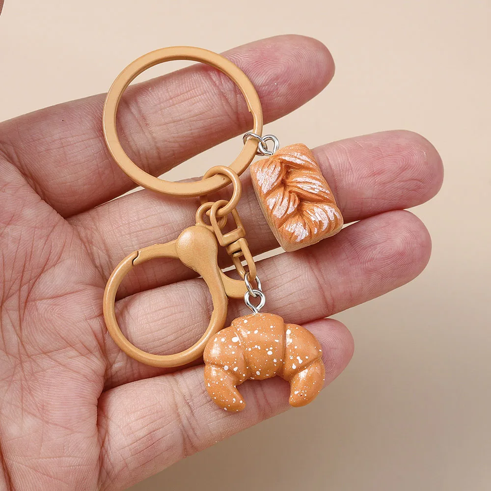 Cute Resin Food Keychain Gold Silver Style 1496