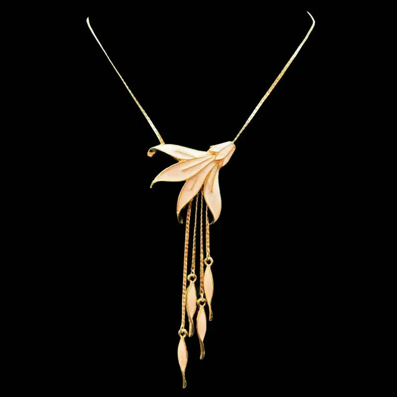 تشينغداو-المينا رسمت قلادة شرابة والأذن مجموعة ، العصور الوسطى خمر الأعمال الثقيلة ، نمط القصر الرجعية ، أنيقة #4