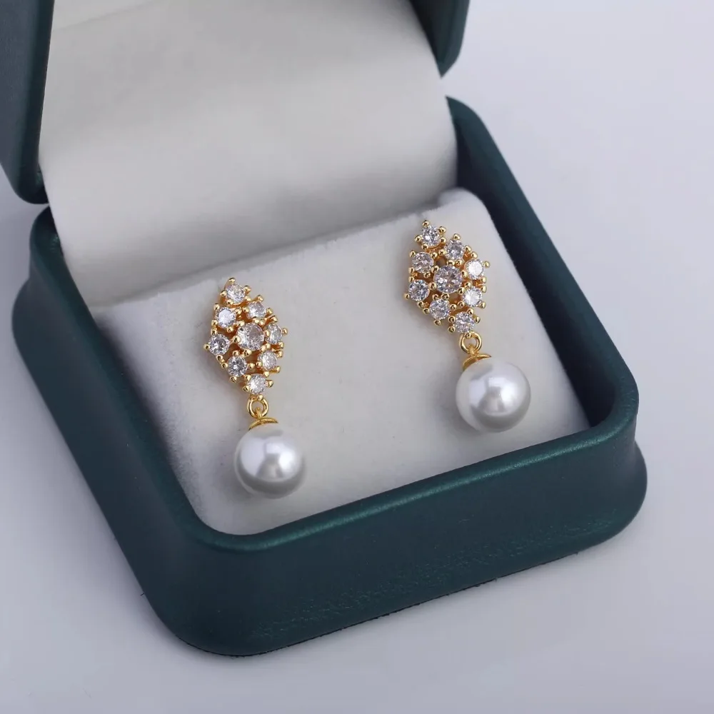

10PCS S925 Sterling Silver Needle 18K Gold Wrapped Plated Brass Earring Settings Diy Jewelry Pearl Earrings Accessories