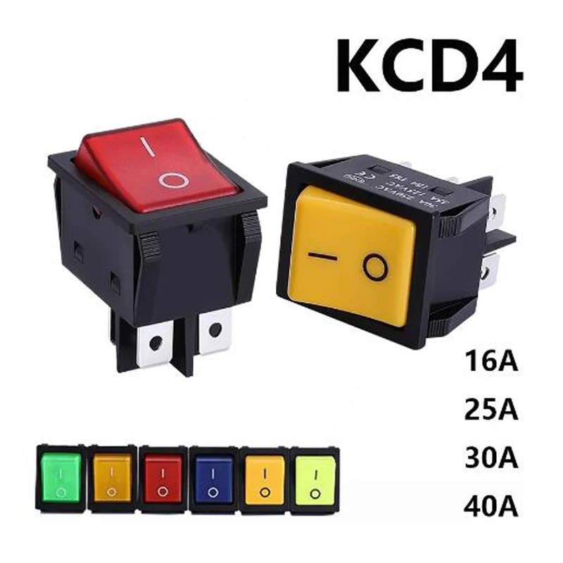 1 PCS,30/40A 250V AC High Current,ON/OFF,Special for Eelding Machine,KCD4,Sterling Silver Point,Rocker Power Button Switches