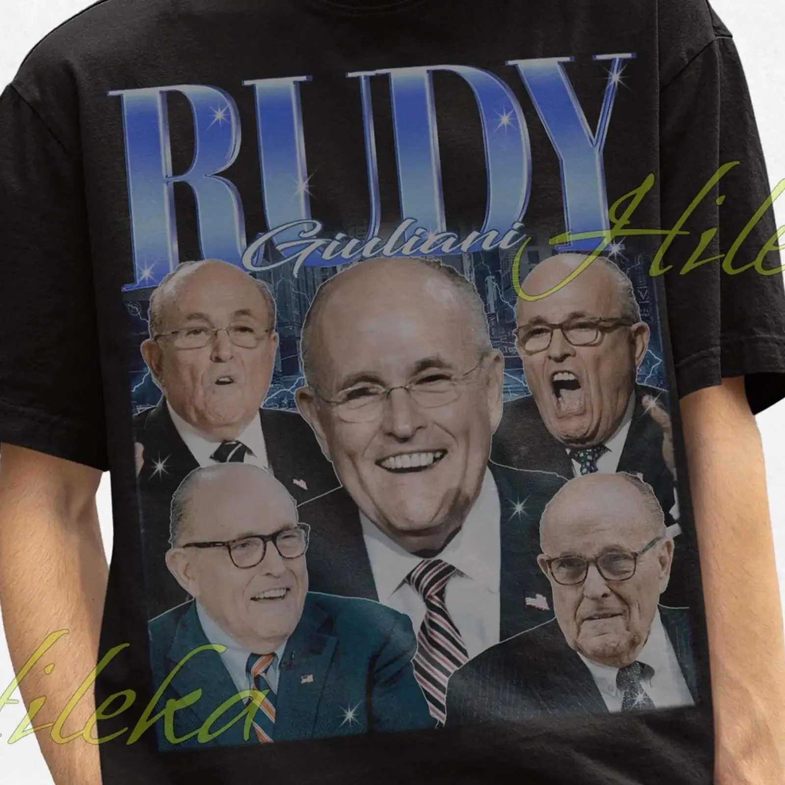 Vintage Rudy Giuliani Bootleg T Shirt Retro Political Figure Fan Casual Merch vintage Washed homme Soft graphic Breathable