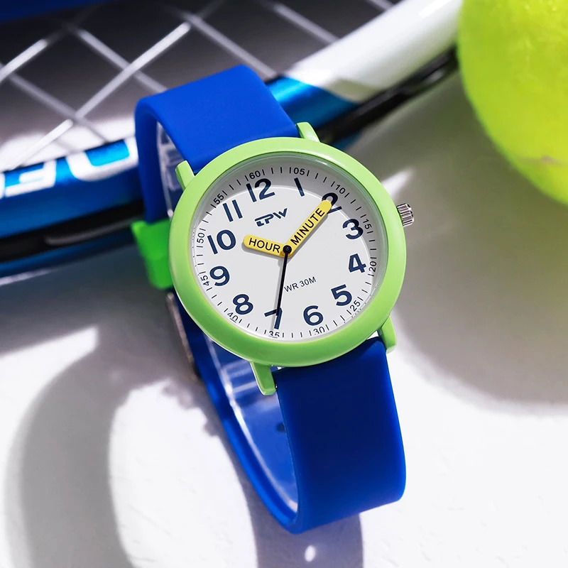 TPW Learning Watch Colorful Dial Cute Watch For Young Ladies Rubber Strap Luminous Hands