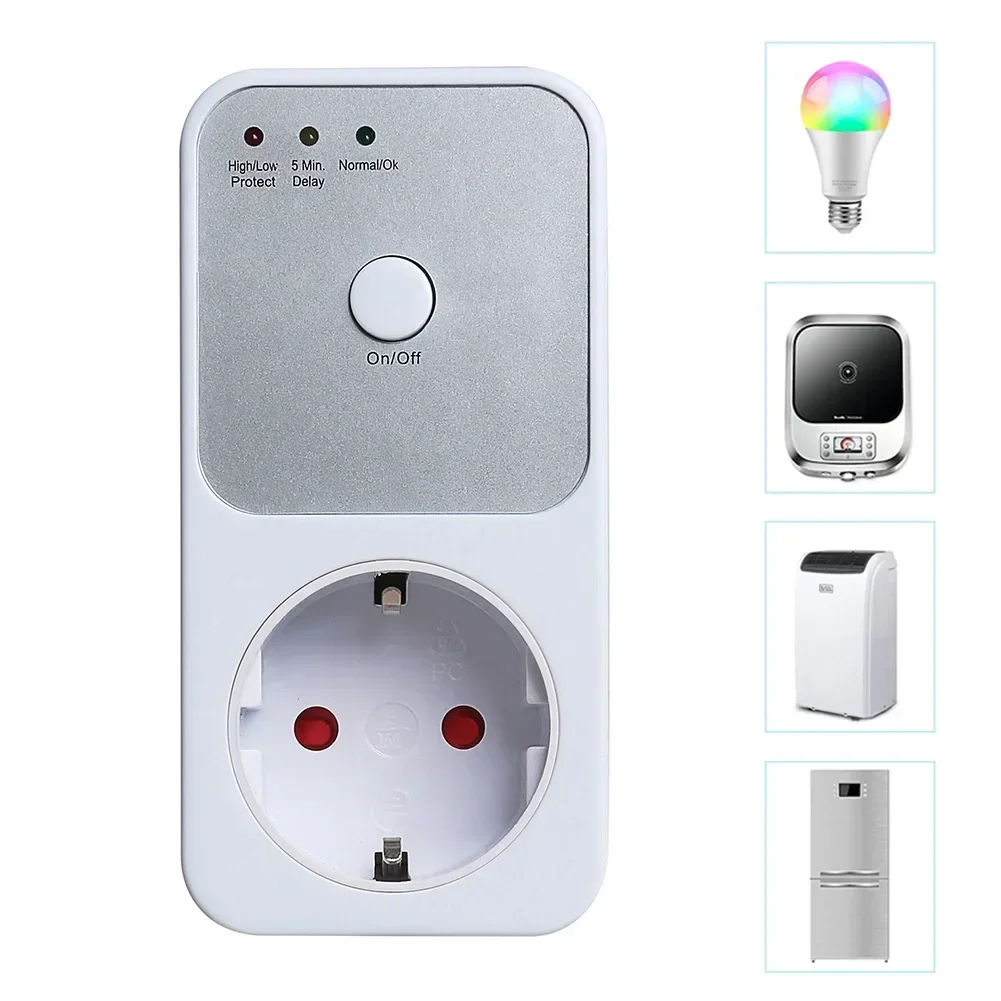 Refrigerator Voltage Protector AC 220V Stabilizer Automatic Surge Protector Voltage Relay Socket EU- Plug Electrical Protection